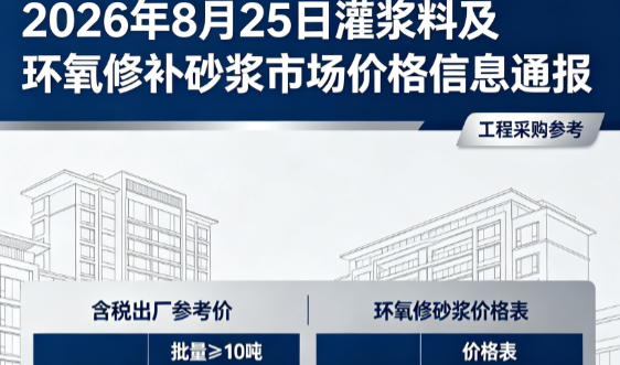 红山街道2026年8月25日灌浆料及环氧修补砂浆市场价格信息通报